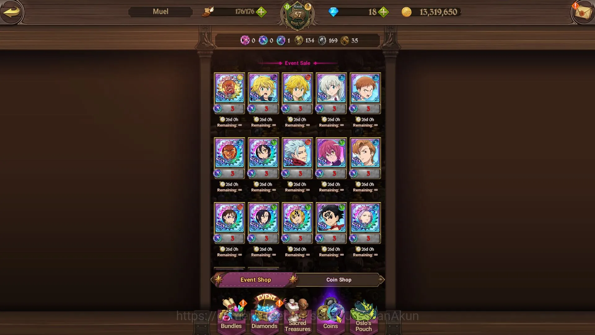 The Seven Deadly Sins: Grand Cross Accounts Starter Global | Starter | 1,1M CC,Ch4 | 4 UR | MerlinEscanor 2/6,Arthur 5