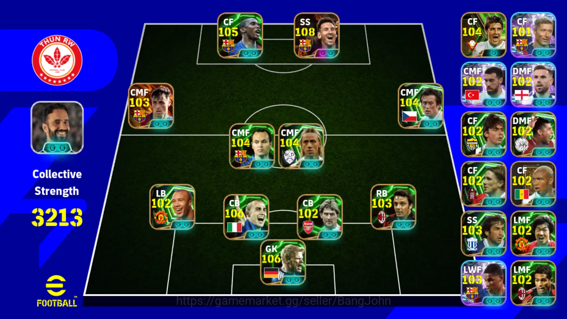 eFootball Accounts Power 3213 | etoo epic db barca | messi msn blitz image 1
