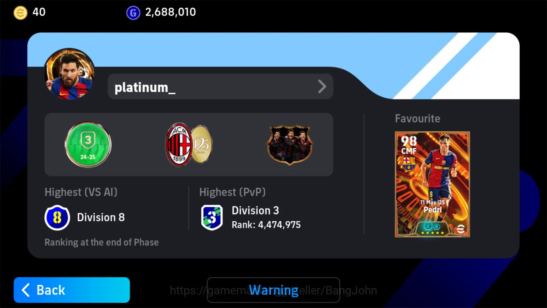 eFootball Accounts Power 3213 | etoo epic db barca | messi msn blitz image 2