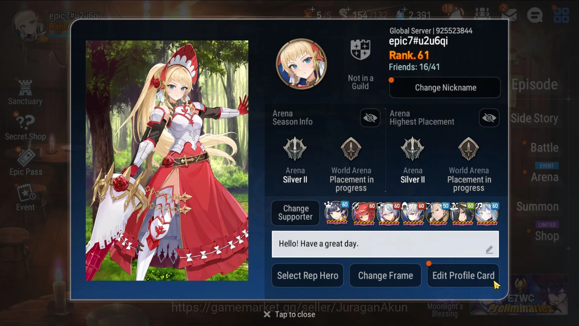 Epic Seven Accounts Mid-Tier Asia Unverif|5ML (Har setti,D Lilibet,Ilynav,Charles etc)141 Char Limit Robin,Elvira,|2.3K 8