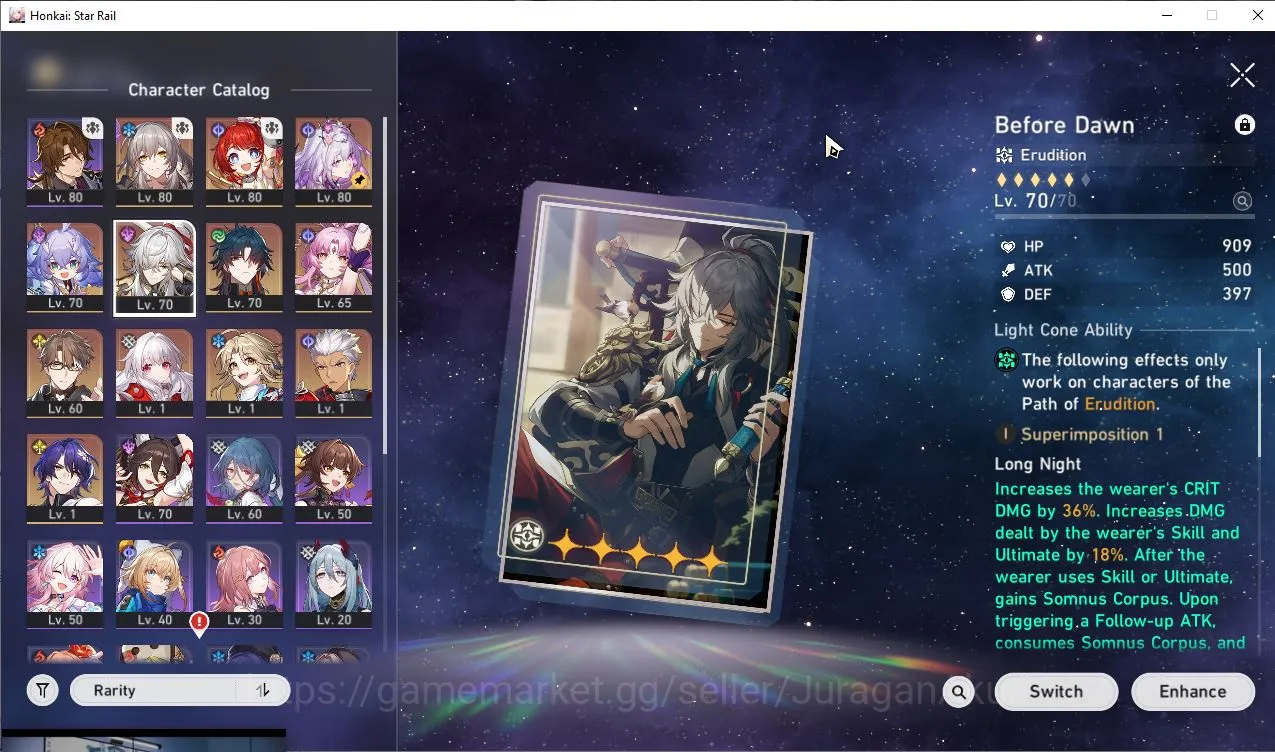 Honkai Star Rail Accounts Mid Game ASIA|TL65|4 Limited [JingYuan(E1)+Sign,Tribbie,Castorice,Dr Ratio]|Amphoreus|Take 2