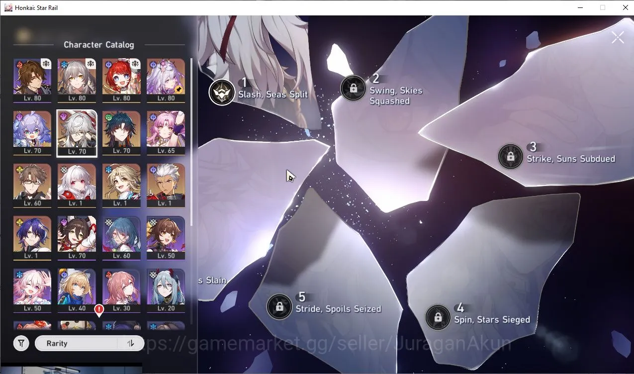 Honkai Star Rail Accounts Mid Game ASIA|TL65|4 Limited [JingYuan(E1)+Sign,Tribbie,Castorice,Dr Ratio]|Amphoreus|Take 3
