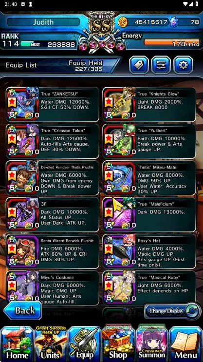 Grand Summoners Accounts End-Game [GLOBAL] Rank 114 | 15 Ascend + 158 Awoken (2 Sp Art) + Many True Weapons + 3 Max Luck 4