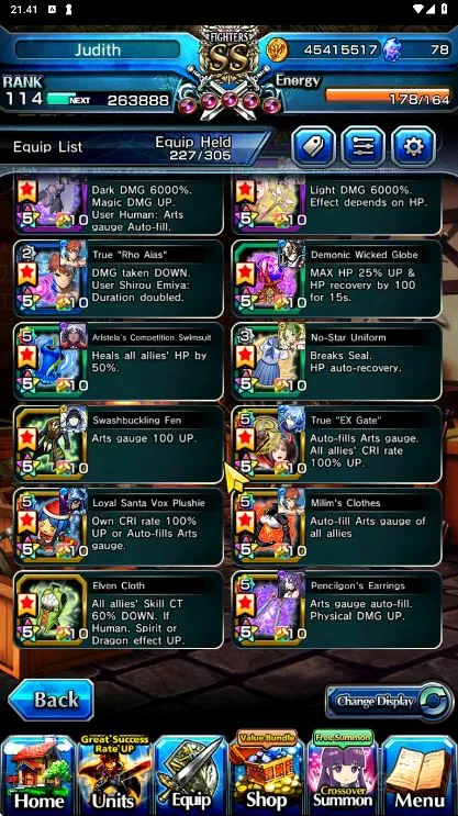 Grand Summoners Accounts End-Game [GLOBAL] Rank 114 | 15 Ascend + 158 Awoken (2 Sp Art) + Many True Weapons + 3 Max Luck 5