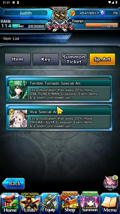 Grand Summoners Accounts End-Game [GLOBAL] Rank 114 | 15 Ascend + 158 Awoken (2 Sp Art) + Many True Weapons + 3 Max Luck 6