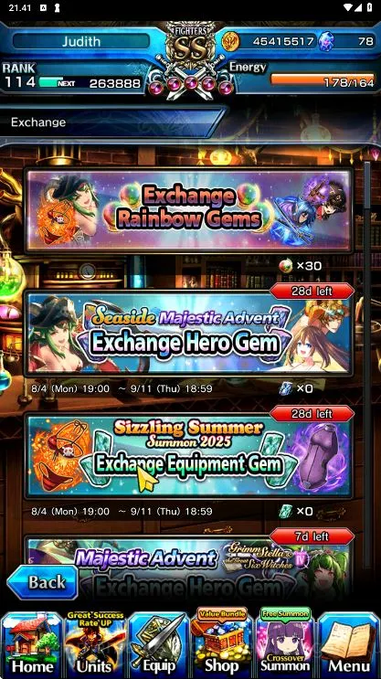 Grand Summoners Accounts End-Game [GLOBAL] Rank 114 | 15 Ascend + 158 Awoken (2 Sp Art) + Many True Weapons + 3 Max Luck 7