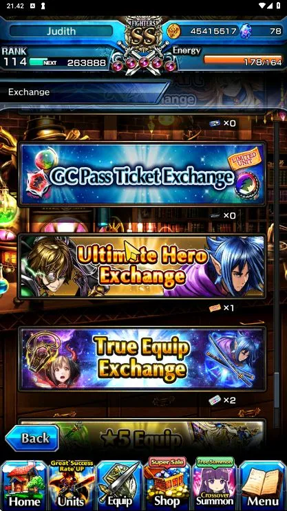 Grand Summoners Accounts End-Game [GLOBAL] Rank 114 | 15 Ascend + 158 Awoken (2 Sp Art) + Many True Weapons + 3 Max Luck 8