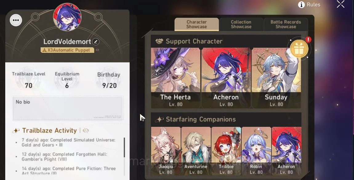 Honkai Star Rail Mid Game ASIA|TL70|11 Limits[E1 The Herta+Sign,E1 Tribbie,A image 1