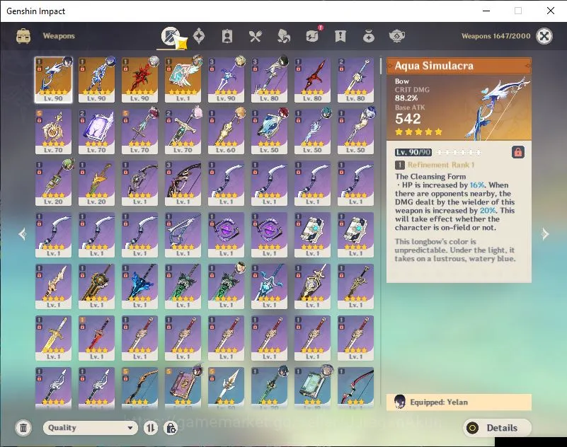 Genshin Impact Accounts Mid Game ASIA|AR 56|4 Limited+4 [5*Weapon]|Flins+Sign, Yelan C1+Sign, Arlecchino+Sign, Furina| MC 2