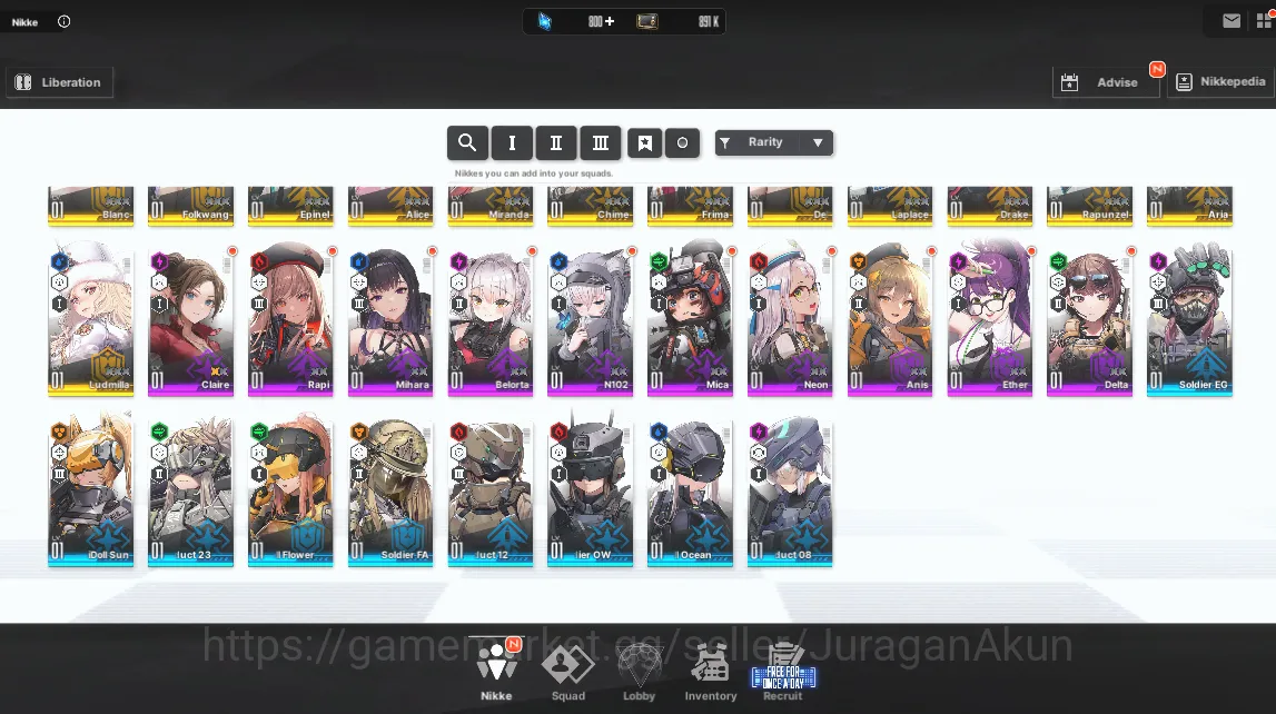 Goddess of Victory: Nikke Accounts Midgame SEA | 25 SSR | Ada,Jill,Red Hood,Nayuta,Crown,Rouge,Emma LB1,Blanc,Alice,Etc 2