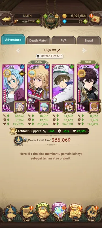 The Seven Deadly Sins: Grand Cross Accounts Midgame Asia |3.3M CC| 1LR + 8UR + Full Collab Solev (Eliza2/6, DKing2/6 4