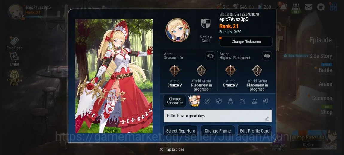 Epic Seven Accounts Global Unverif |3 ML(Desert Jewel, Requiem Roana, image 2