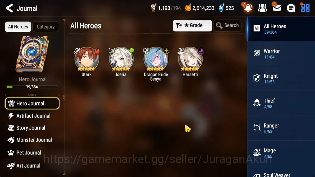 Epic Seven Accounts Starter GLOBAL Unverif|Fresh Starter|2 ML (Dragon Bridge Senya, Har setti)+Iseria,etc|POH ON|Log 3