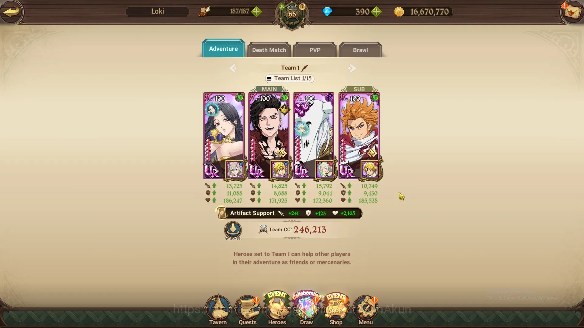 The Seven Deadly Sins: Grand Cross Accounts Midgame Global|2M CC|1 LR + 4 UR + Blessing Collabs + 390 Gems (Elizabeth, Fate 6