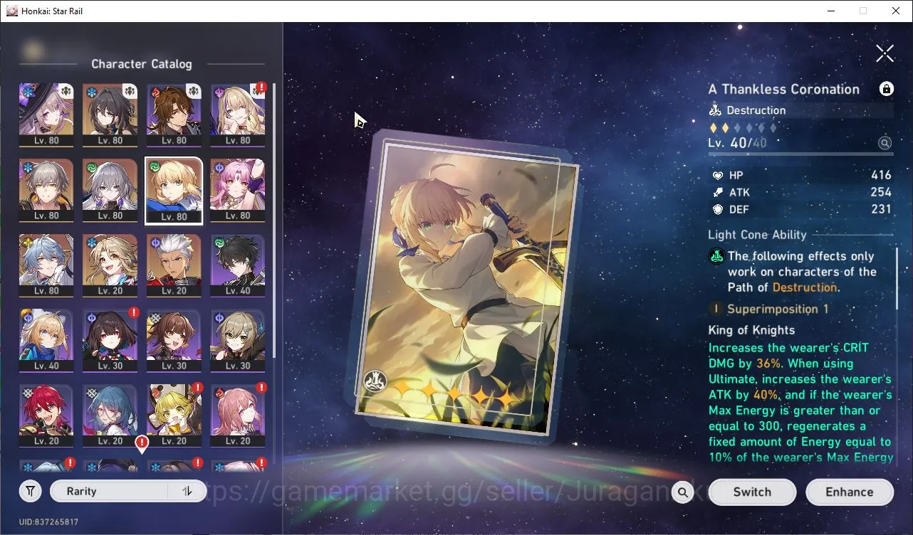 Honkai Star Rail Accounts Mid Game ASIA|TL65|4 Limits [(Saber[E1),The Herta,Archer)+Sign,Sunday,Ruan Mei|Amphoreus|Take 2