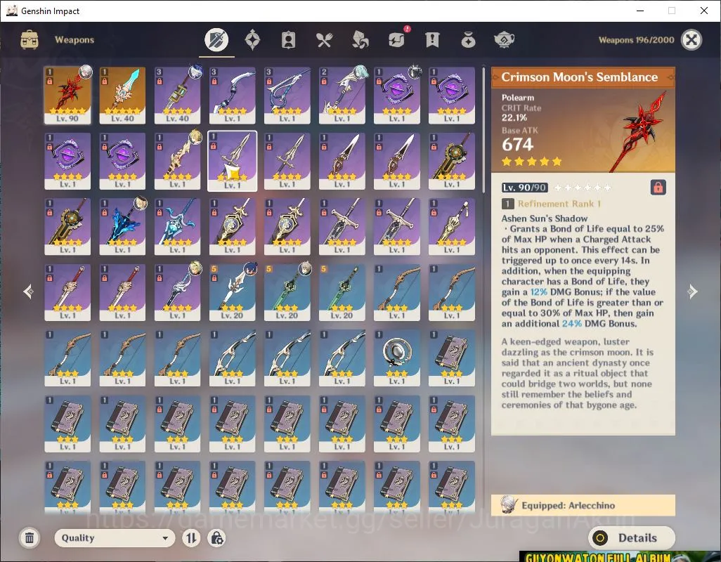 Genshin Impact Accounts ASIA|AR 51| 2 Limited + 2 [5 Star Weapon]| Arelcch image 5