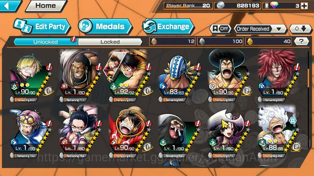One Piece Bounty Rush Accounts Mid-Tier Global|3 META EXTREME[Gear Five Luffy,Gol D Roger,Kuzan]|Rank 20|Log Bandai|Check 2