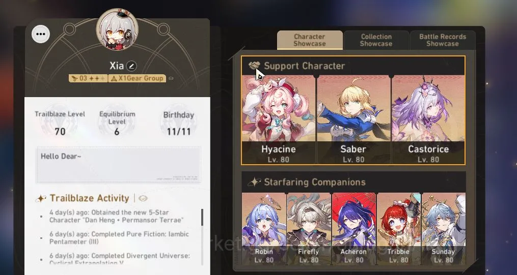 Honkai Star Rail Mid Game ASIA [TL70] 15 Limited(Acheron+Sign,Hyacine+Sign,F image 1
