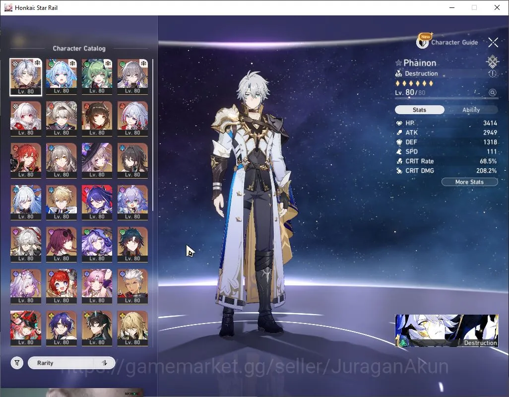 Honkai Star Rail Accounts End Game ASIA|TL70|19 Limited[Phainon+Sign,Castorice+Sign,Dr Ratio+Sign,E1 2