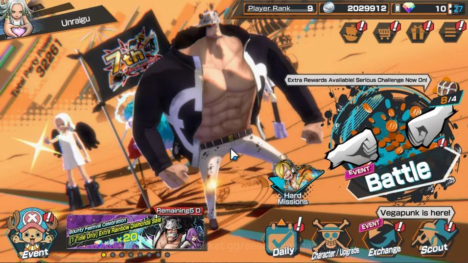 Global| 2 META EX | Okuchi no Makami Yamato, Seraphim S-Snake, | Rank 9 |Log Bandai|Check SS(OPBR1465) One Piece Bounty Rush Mid-Tier Global| 2 META EX | Okuchi no Makami Yamato, Serap image 1