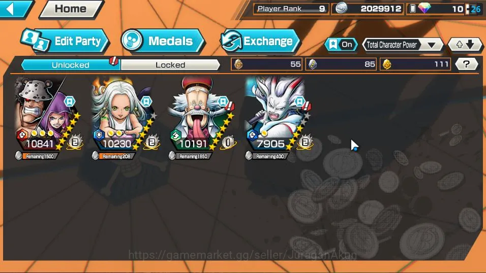 One Piece Bounty Rush Accounts Mid-Tier Global| 2 META EX | Okuchi no Makami Yamato, Seraphim S-Snake, | Rank 9 |Log 4