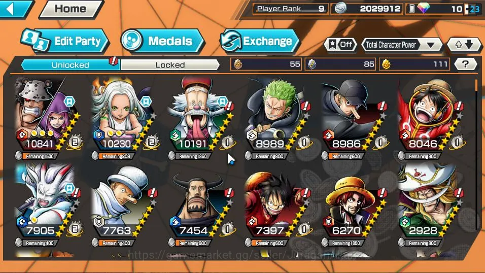 One Piece Bounty Rush Accounts Mid-Tier Global| 2 META EX | Okuchi no Makami Yamato, Seraphim S-Snake, | Rank 9 |Log 5