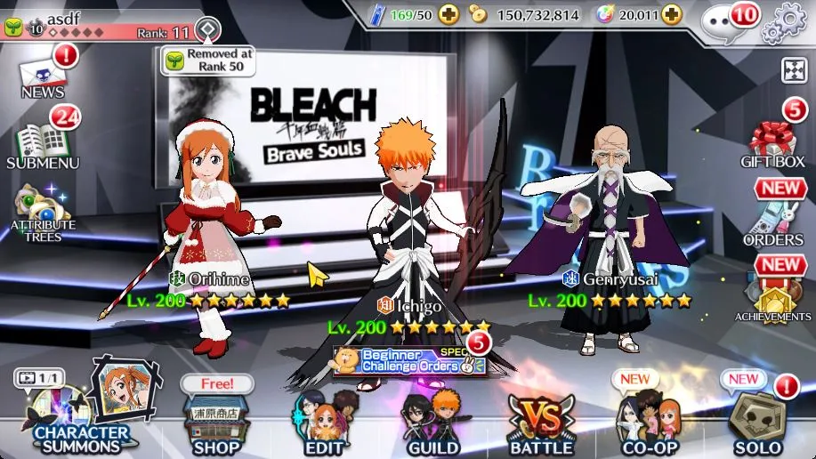 Bleach: Brave Souls Accounts [GLOBAL]20K Orb+Fresh All Quest|Lv200(Genryusai Br image 2