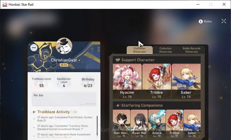 Honkai Star Rail Mid Game ASIA|TL 55| 8 Limited | Hyacine, Anaxa, Tribbie, S image 1