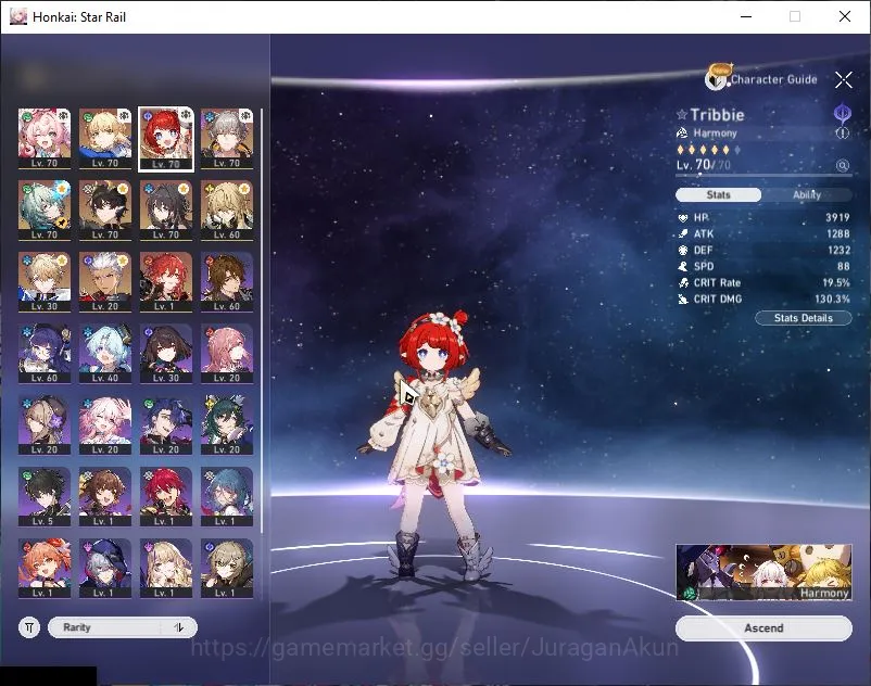 Honkai Star Rail Accounts Mid Game ASIA|TL 55| 8 Limited | Hyacine, Anaxa, Tribbie, Saber, Dan Heng PT Etc | MC Male 2
