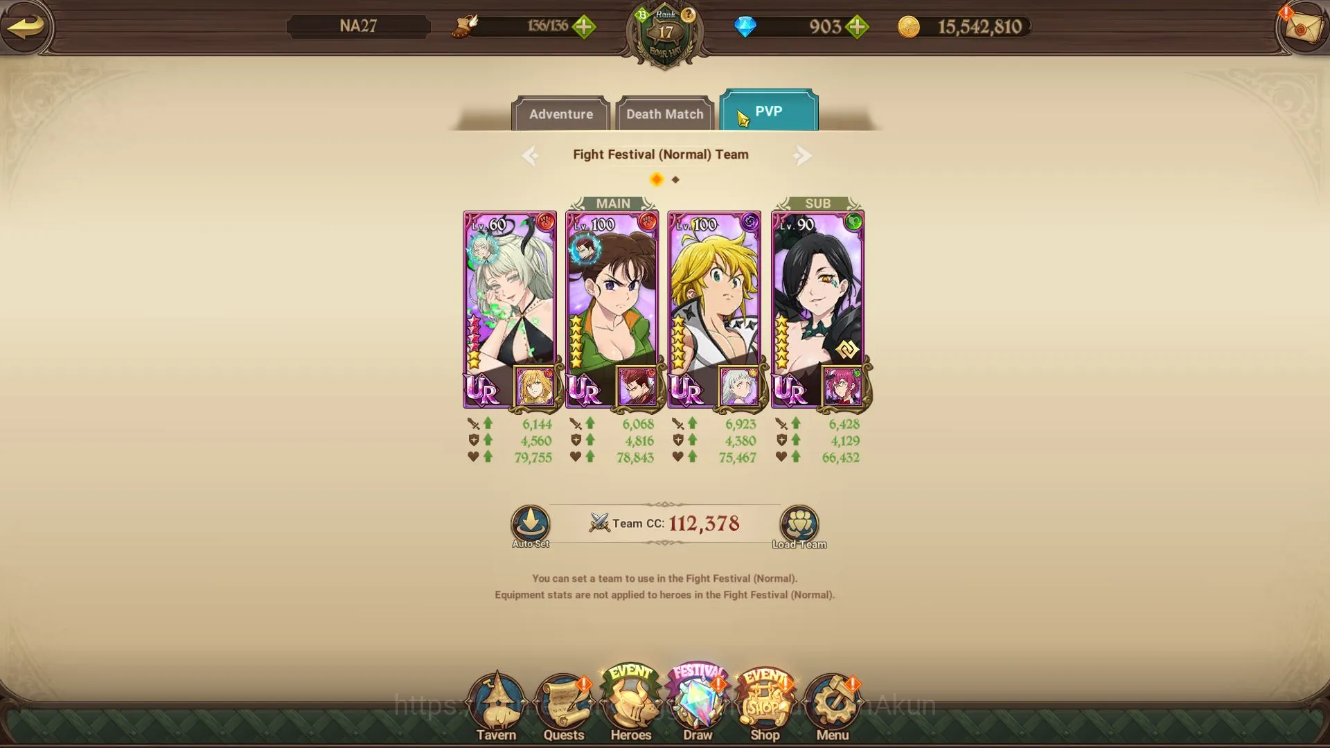 The Seven Deadly Sins: Grand Cross Accounts Starter Global | Starter | 907K CC,Ch 5 | 3 UR+903 Gems | Sabunak,Thor,Demon 3