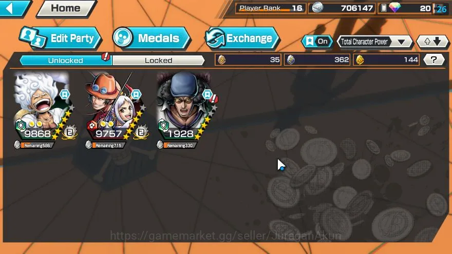 One Piece Bounty Rush Accounts Global| 3 META EX|Gear Five Luffy,BleckBeard Kuzan image 5