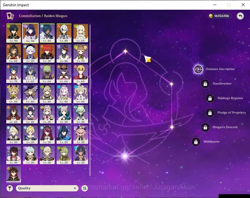 Genshin Impact Accounts Mid Game ASIA|AR 55|3 Limited+3 [5*Weapon]| (Kinich C1,Raiden C1)+Sign, Arlecchino |MC Female|Take 3