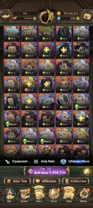 The Seven Deadly Sins: Grand Cross Accounts Midgame Global |3.5M CC| 1LR + 7UR + 158 Gems (Gloxinia2/6, Mael3/6, EliMeli 2