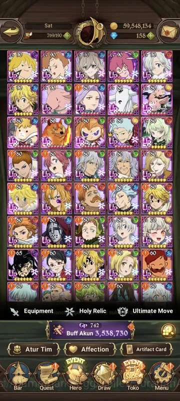 The Seven Deadly Sins: Grand Cross Accounts Midgame Global |3.5M CC| 1LR + 7UR + 158 Gems (Gloxinia2/6, Mael3/6, EliMeli 5