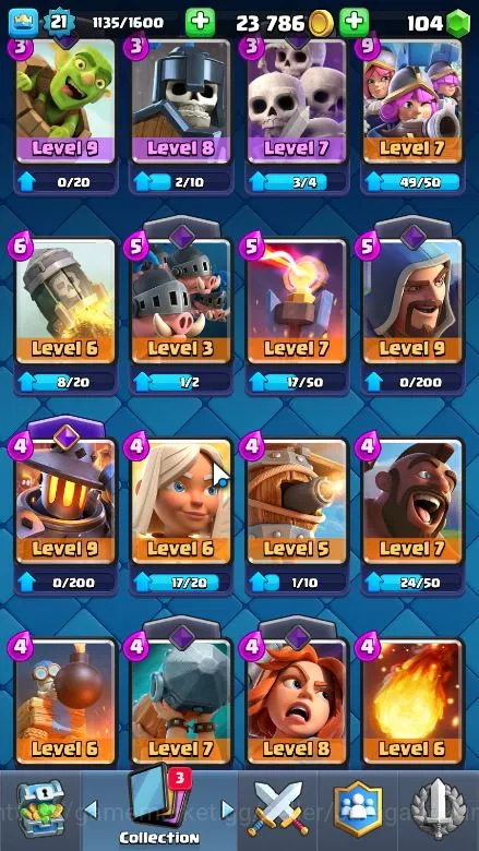 Clash Royale Accounts Midgame Lvl 21|Trophy 3996|KTL 8|Limited Skin|Card 69|2 EVO,2 Legend,17 Epic,23 Rare,26 5