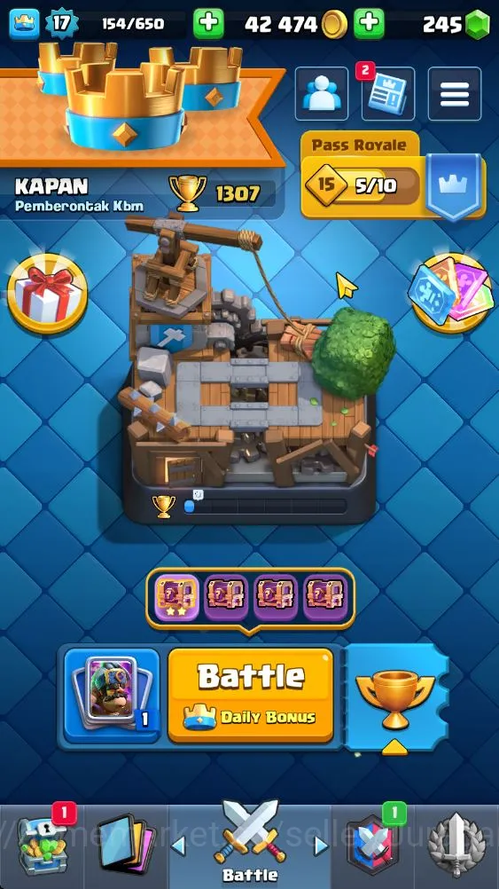Clash Royale Accounts Starter Lvl 17|Trophy 1307|Best Starter|KTL 7|Card 29|1 EVO,1 Epic,15 Rare,13 Common|Gems