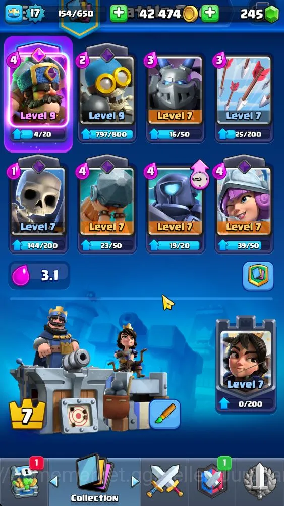 Clash Royale Accounts Starter Lvl 17|Trophy 1307|Best Starter|KTL 7|Card 29|1 EVO,1 Epic,15 Rare,13 Common|Gems 3