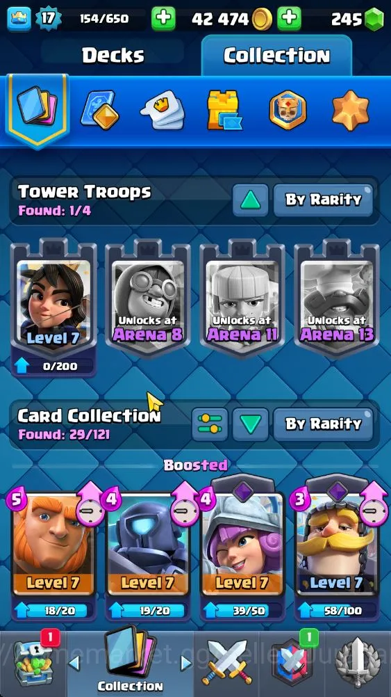 Clash Royale Accounts Starter Lvl 17|Trophy 1307|Best Starter|KTL 7|Card 29|1 EVO,1 Epic,15 Rare,13 Common|Gems 6
