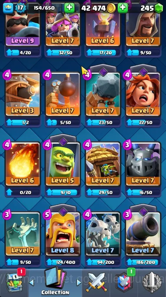Clash Royale Accounts Starter Lvl 17|Trophy 1307|Best Starter|KTL 7|Card 29|1 EVO,1 Epic,15 Rare,13 Common|Gems 7