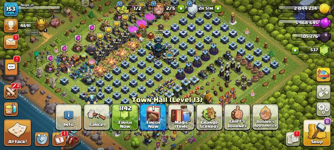 Clash of Clans Accounts TH 13 - BH 9|LV 153|TROPHY 4691|HH 7|BK 45,AQ 66,G image 1