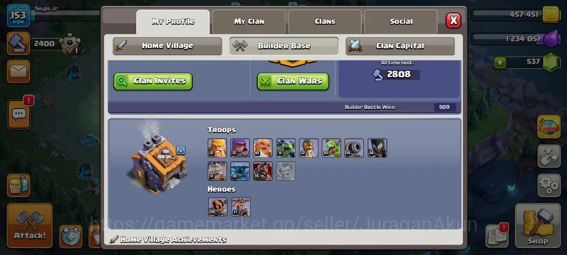 Clash of Clans Accounts TH 13 - BH 9|LV 153|TROPHY 4691|HH 7|BK 45,AQ 66,G image 3