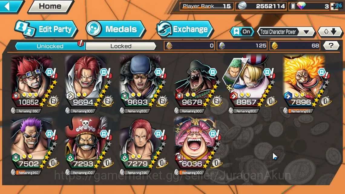 One Piece Bounty Rush Accounts Mid-Tier Global|8 META EX|Divine Depart Shanks,FR Shanks,BlackBeard Kuzan,King Pirates D 2