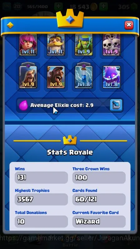 Clash Royale Accounts Lvl 20|Trophy 3567|KTL 8|Best Starter|Card 60|1 EV image 4