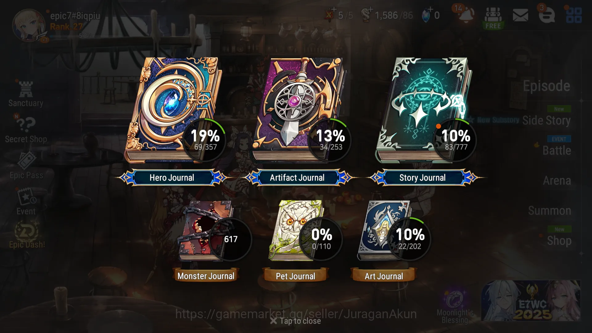 Epic Seven Accounts Starter Global Unverif|Starter 3ML(Flidica, DJBasar, BMHaster)+SSBellona, etc|Bless On|PoH On|Log 4