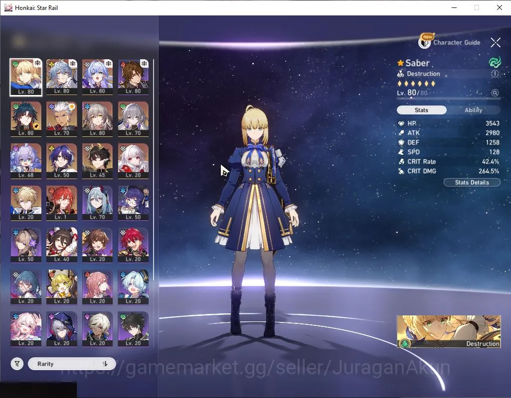 Honkai Star Rail Accounts ASIA | TL 63 | 5 Limited|(Saber E1,Sunday)+Sign Ar image 2