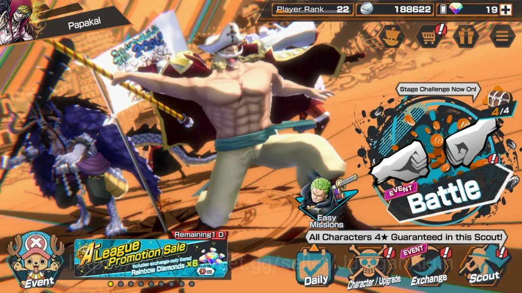 One Piece Bounty Rush Accounts Mid-Tier Global|4 META EX[Edward Newgate,Monket D luffy,Kaido,ETC]Rank 22|Log Bandai|Check 2