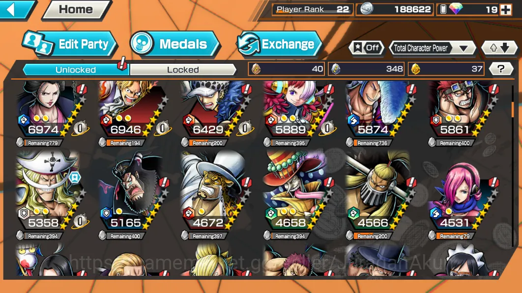 One Piece Bounty Rush Accounts Mid-Tier Global|4 META EX[Edward Newgate,Monket D luffy,Kaido,ETC]Rank 22|Log Bandai|Check 4