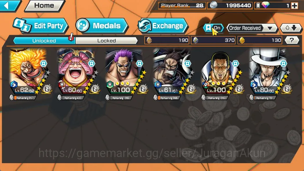 One Piece Bounty Rush Accounts Mid-Tier Global|6 META Extreme [Charlotte Linlin,Olin The Oiran,Zephyr,Kaido,Borsalino,Rob 3
