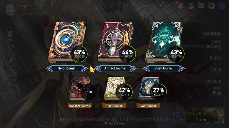 Epic Seven Accounts High-End Asia Verif|27 ML(DB Senya,Belian,Har setti,Hellion Lua,etc)+Sol,Ram,Suna,aeGISELLE,Ainz|24,6K 2