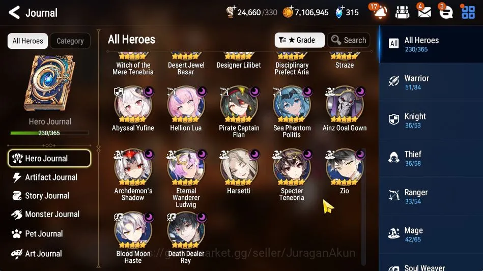 Epic Seven Accounts High-End Asia Verif|27 ML(DB Senya,Belian,Har setti,Hellion Lua,etc)+Sol,Ram,Suna,aeGISELLE,Ainz|24,6K 4